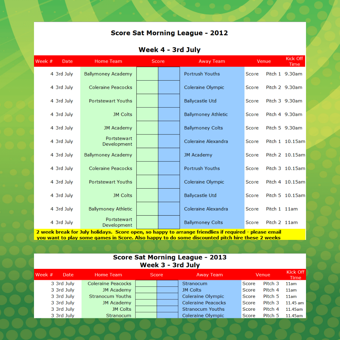 Score FC Saturday Youth League